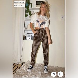 NWT 12th Tribe Bishop Tan Checkered Cropped Trousers - XL
